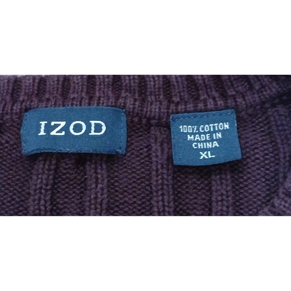Y2K VTG IZOD Men’s XL Cable Knit Sweater Purple Knit Retro Streetwear Preppy - Picture 8 of 9